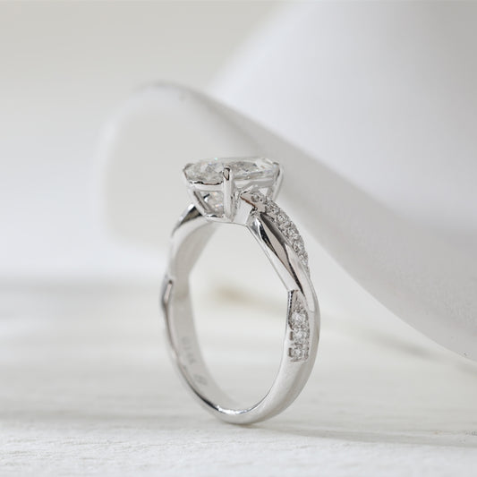1.54ct Pear Lab Grown Diamond 14K White Gold Twisted Ring