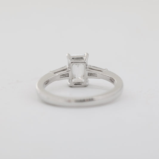 1.03ct Emerald Cut Lab Diamond Pt950 Three-Stone Ring