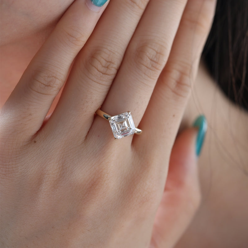 2.4ct Asscher Cut Lab Grown Diamond Solitaire Ring