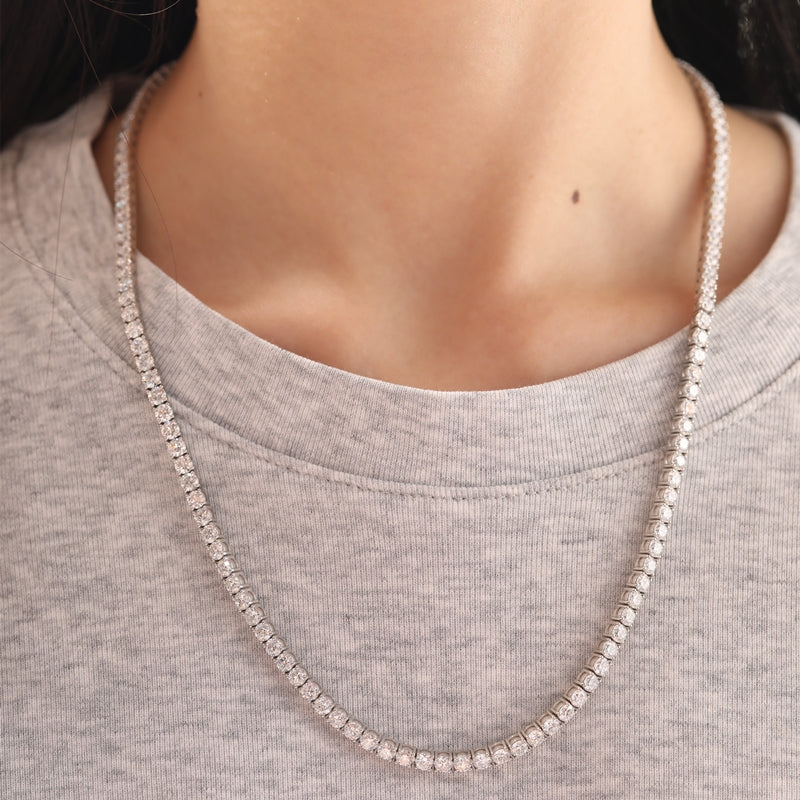 S925 Silver 3.5mm Round Lab Diamond Tennis Necklace