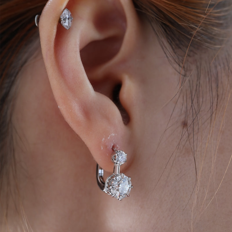 10K White Gold 1.3ct+0.2ct Lab Diamond Huggie Earrings
