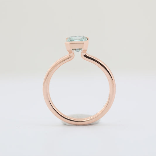 10K Rose Gold 1.53ct Radiant-Cut Green Lab Diamond Half Bezel Setting Solitaire Ring