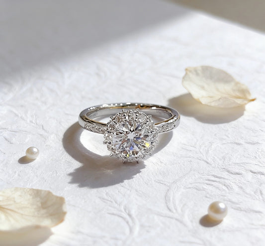 18K White Gold Lab Grown White Diamond Pave Setting Ring