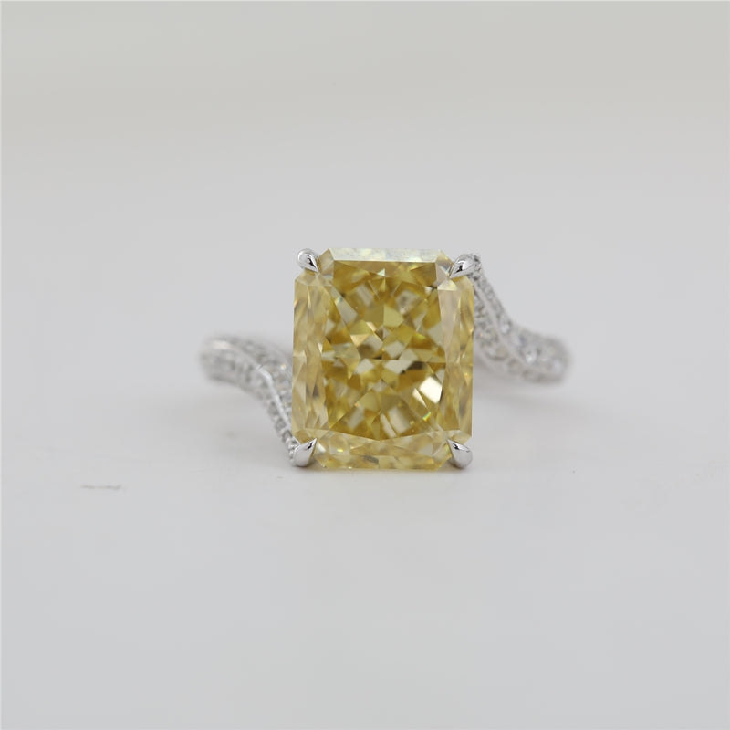6.09ct Radiant Cut Yellow Lab Diamond 14K White Gold Ring