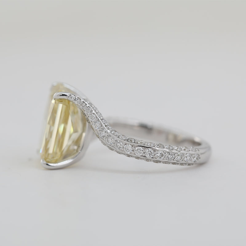 6.09ct Radiant Cut Yellow Lab Diamond 14K White Gold Ring