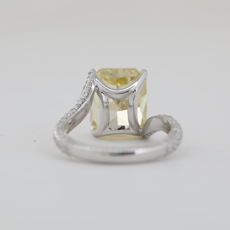 6.09ct Radiant Cut Yellow Lab Diamond 14K White Gold Ring