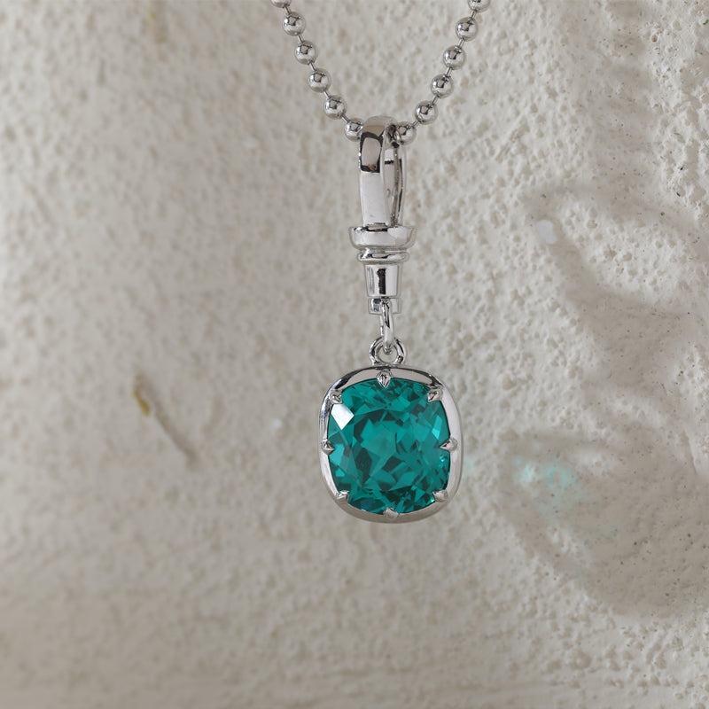 8.465ct Cushion Lab Grown Green Sapphire Pendant