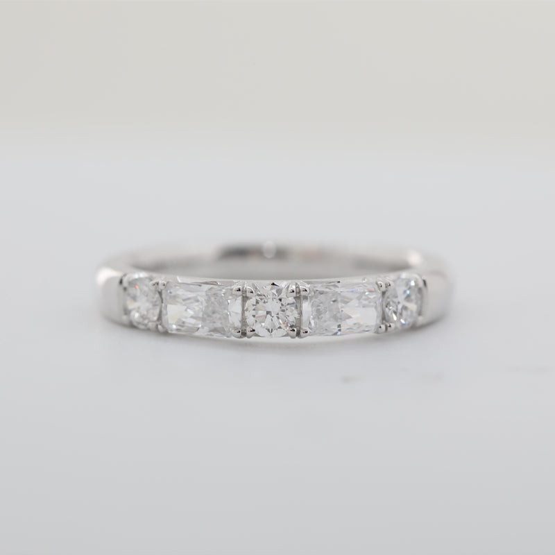10K White Gold Radiant & Round Lab Diamond Half Eternity Ring