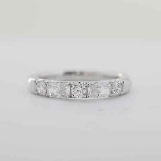 10K White Gold Radiant & Round Lab Diamond Half Eternity Ring