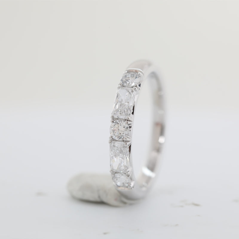 10K White Gold Radiant & Round Lab Diamond Half Eternity Ring