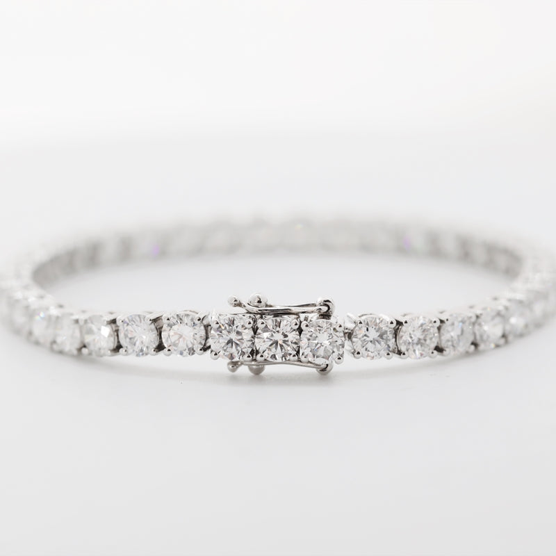 14K White Gold 3.8mm Round Lab Diamond Four-Prong Tennis Bracelet