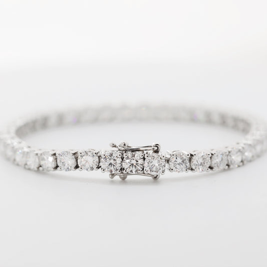 14K White Gold 3.8mm Round Lab Diamond Four-Prong Tennis Bracelet