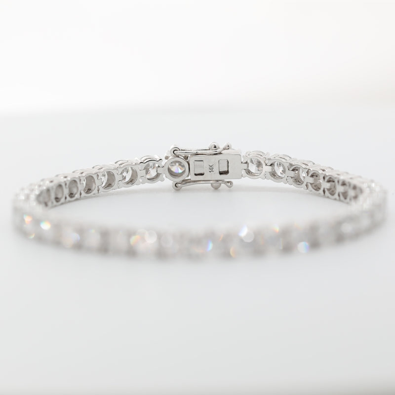 14K White Gold 3.8mm Round Lab Diamond Four-Prong Tennis Bracelet
