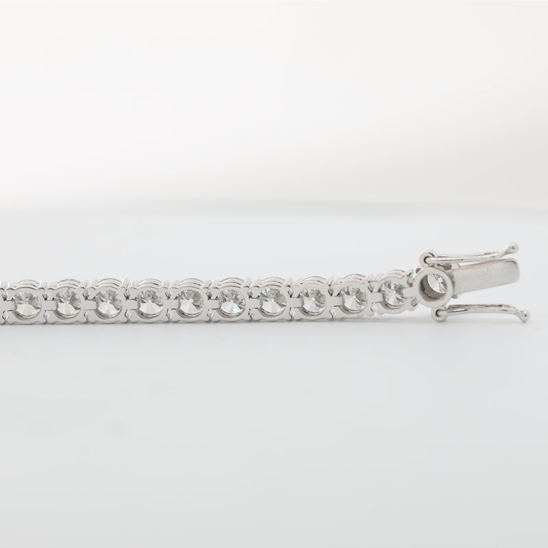 14K White Gold 3.8mm Round Lab Diamond Four-Prong Tennis Bracelet