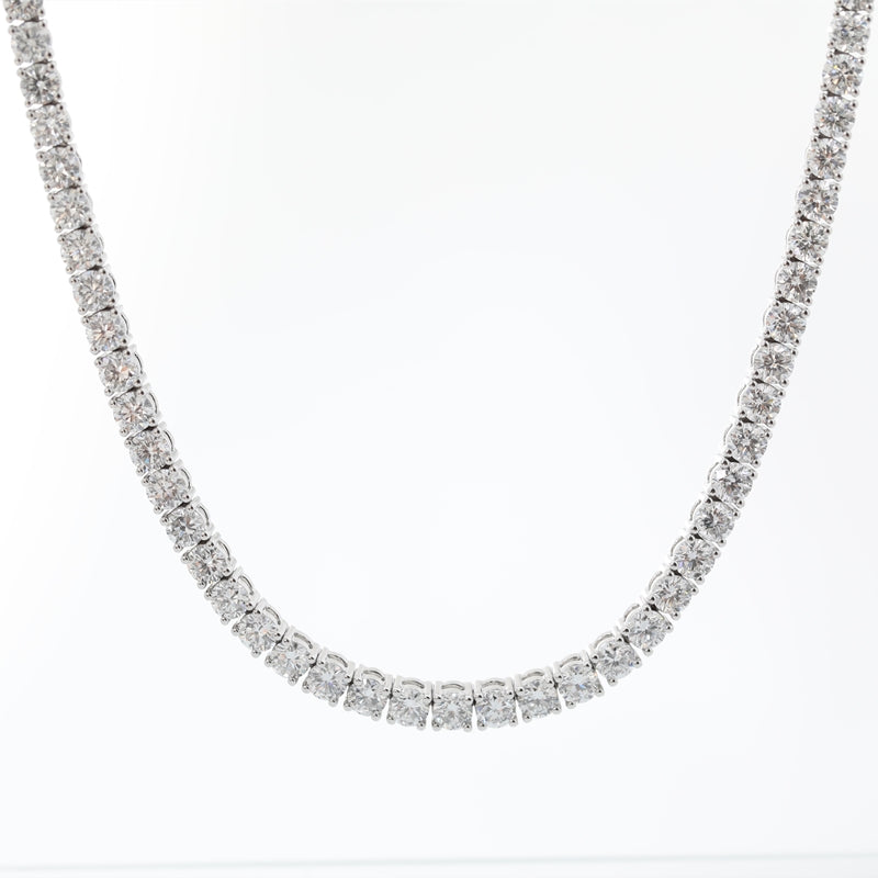 14K White Gold 2.6mm Round Lab Diamond Four-Prong Tennis Necklace