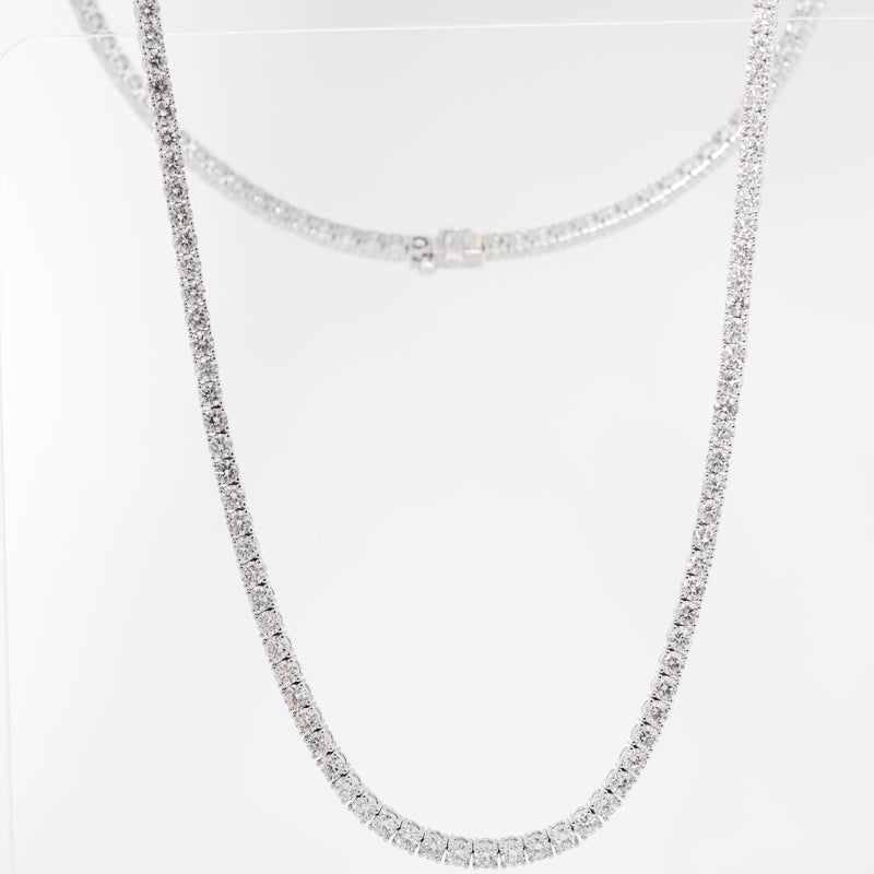 14K White Gold 2.6mm Round Lab Diamond Four-Prong Tennis Necklace
