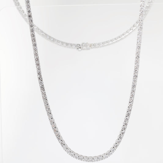 14K White Gold 2.6mm Round Lab Diamond Four-Prong Tennis Necklace