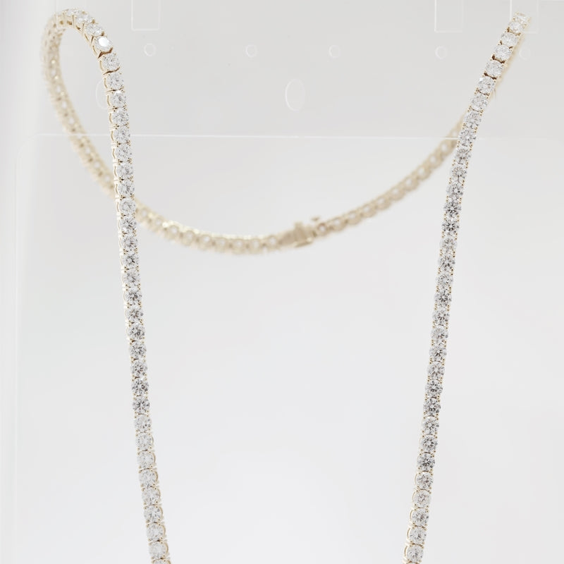 14K Yellow Gold 3mm Round Lab Diamond Four-Prong Tennis Necklace