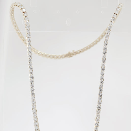 14K Yellow Gold 3mm Round Lab Diamond Four-Prong Tennis Necklace