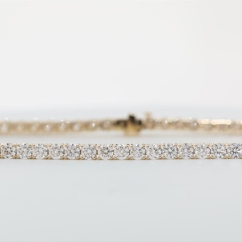 14K Yellow Gold 3mm Round Lab Diamond Four-Prong Tennis Necklace
