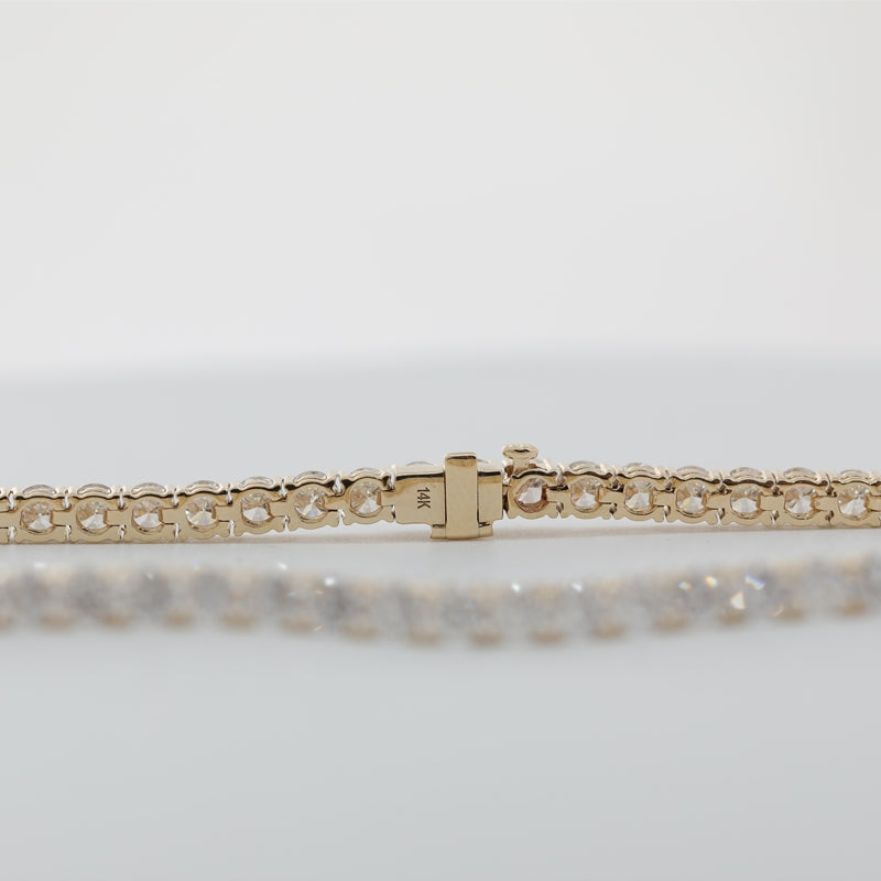 14K Yellow Gold 3mm Round Lab Diamond Four-Prong Tennis Necklace