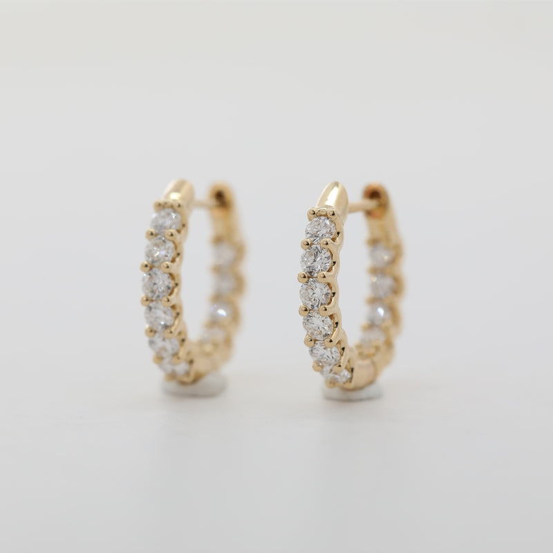 18K Yellow Gold Lab Grown Diamond Huggie Earrings