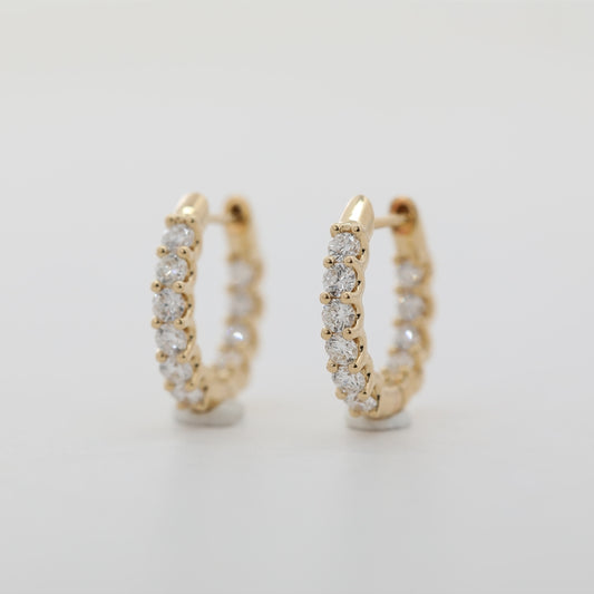 18K Yellow Gold Lab Grown Diamond Huggie Earrings
