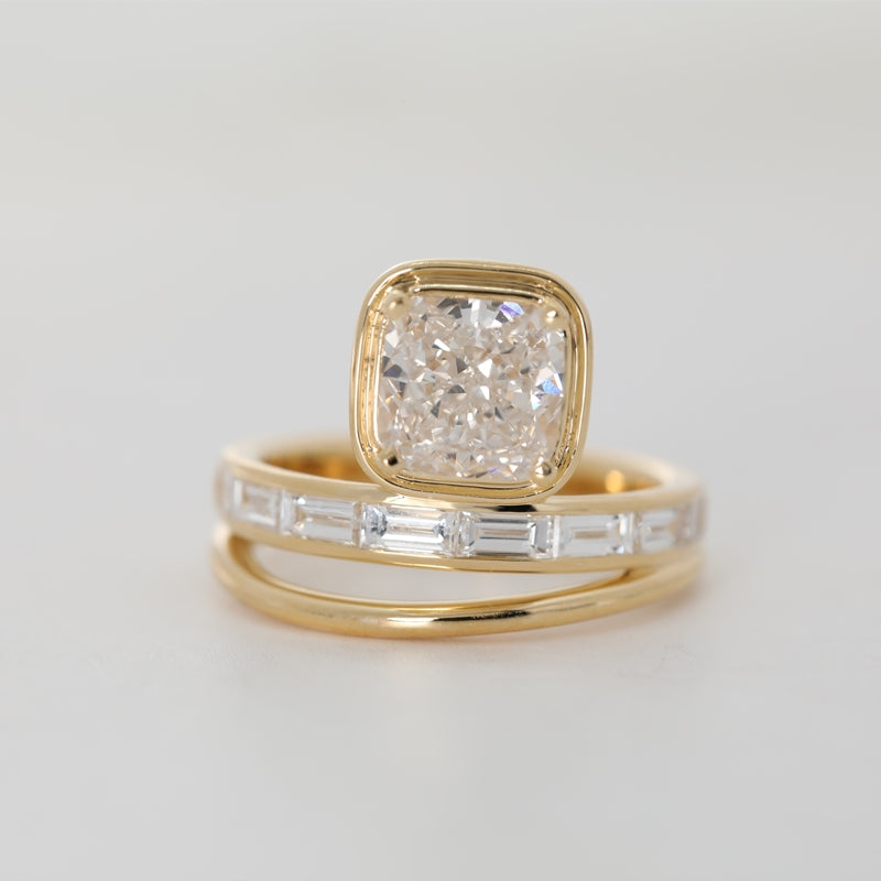 18K Yellow Gold 2.35ct Cushion Cut Lab Diamond Ring