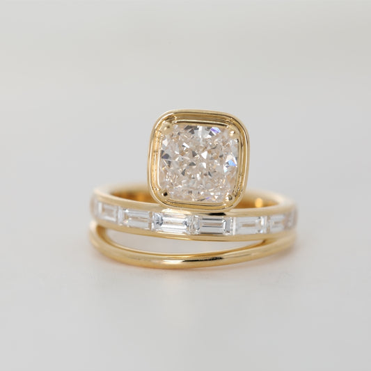 18K Yellow Gold 2.35ct Cushion Cut Lab Diamond Ring