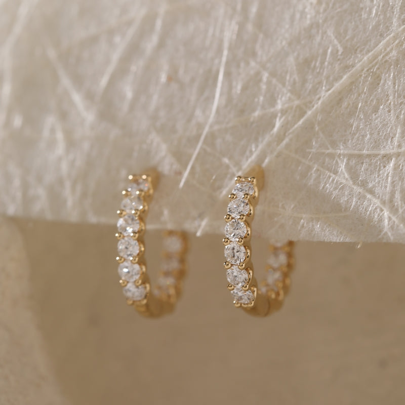 18K Yellow Gold Lab Grown Diamond Huggie Earrings