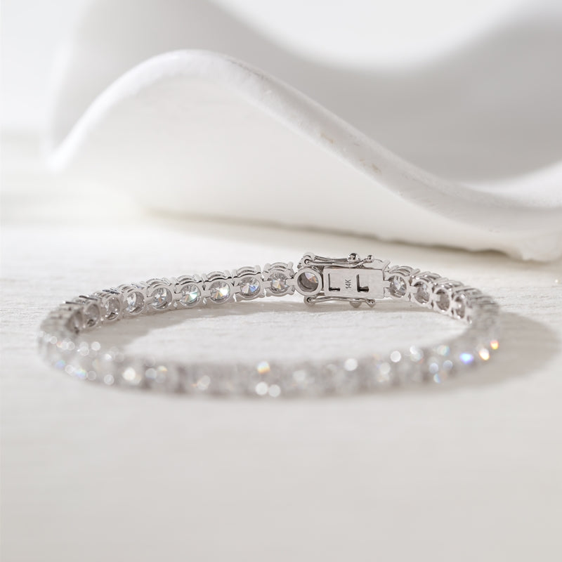 14K White Gold 3.8mm Round Lab Diamond Four-Prong Tennis Bracelet