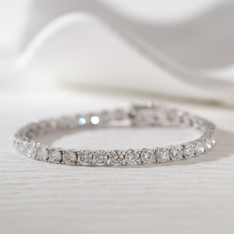 14K White Gold 3.8mm Round Lab Diamond Four-Prong Tennis Bracelet
