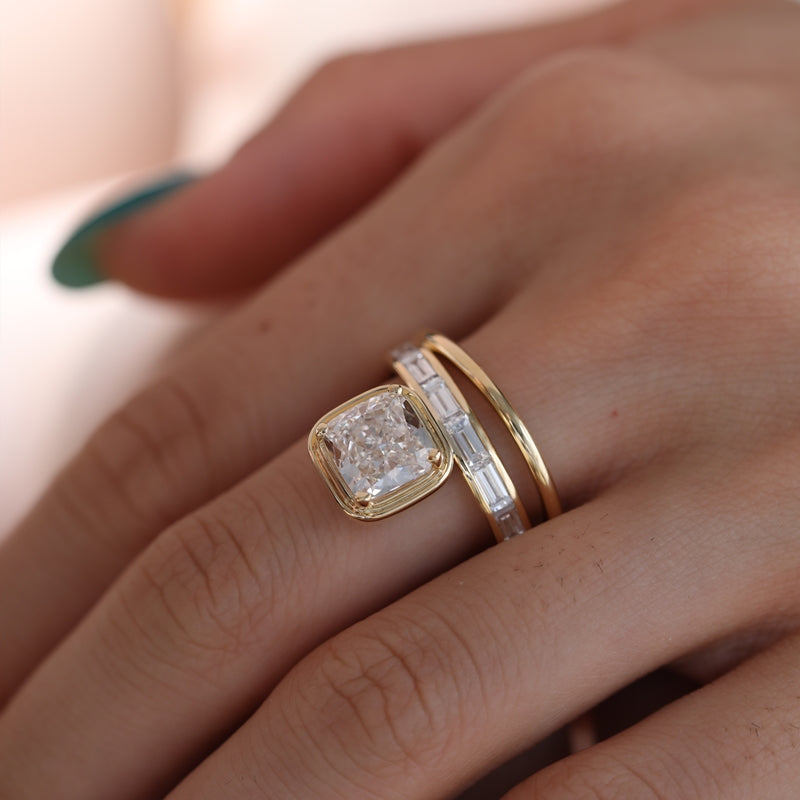 18K Yellow Gold 2.35ct Cushion Cut Lab Diamond Ring