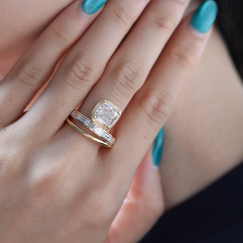 18K Yellow Gold 2.35ct Cushion Cut Lab Diamond Ring