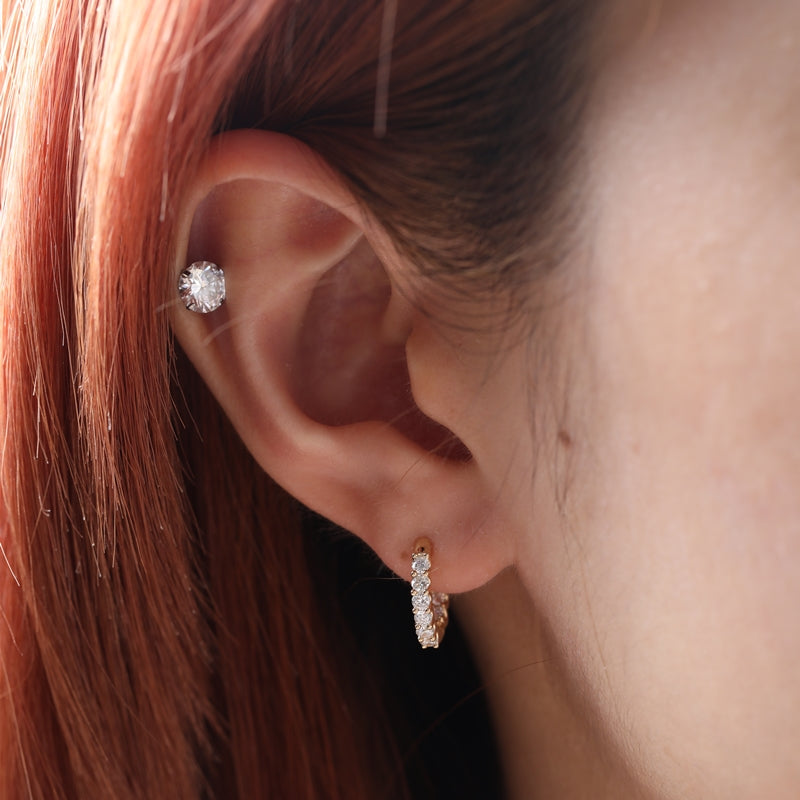 18K Yellow Gold Lab Grown Diamond Huggie Earrings
