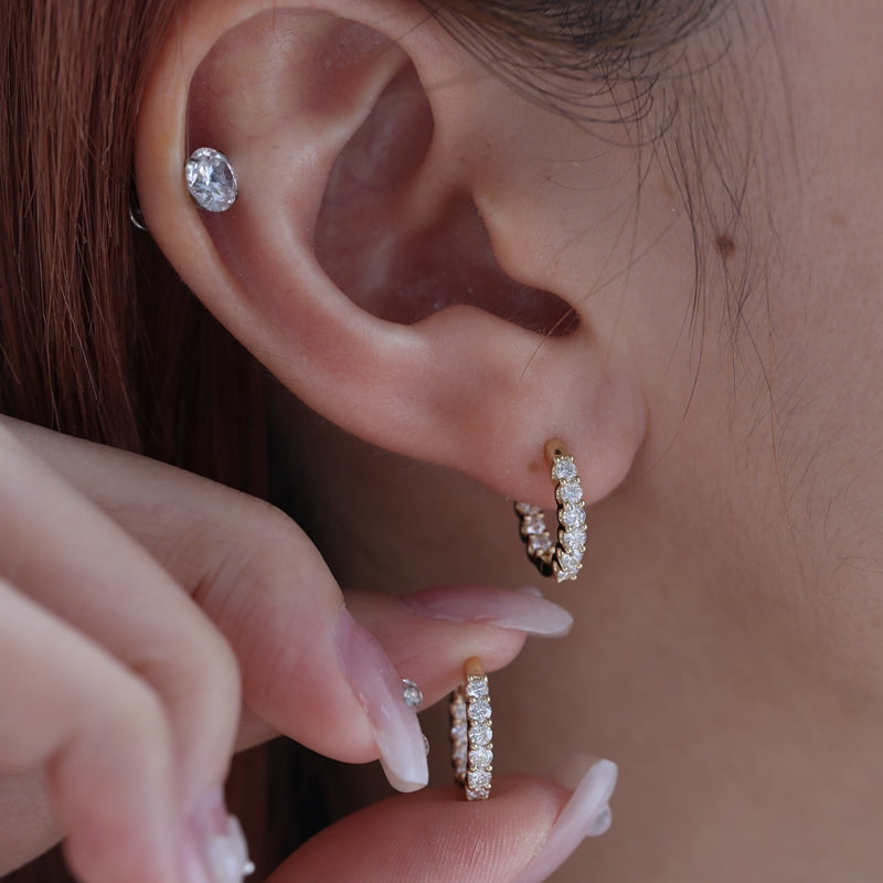18K Yellow Gold Lab Grown Diamond Huggie Earrings