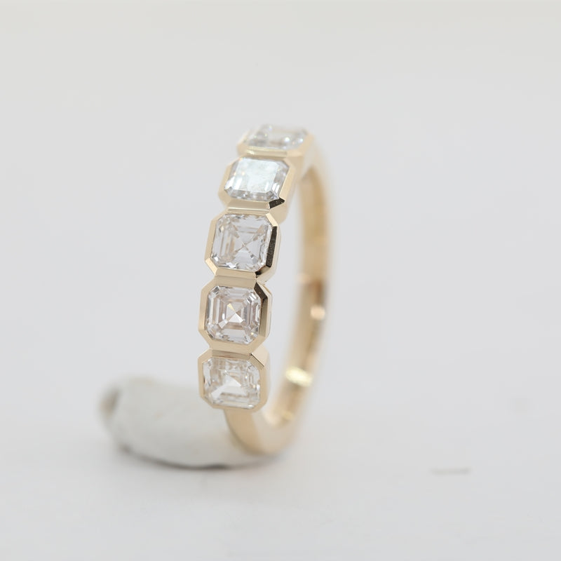 1.53ct Asscher Cut Lab Grown Diamond Half Eternity Band