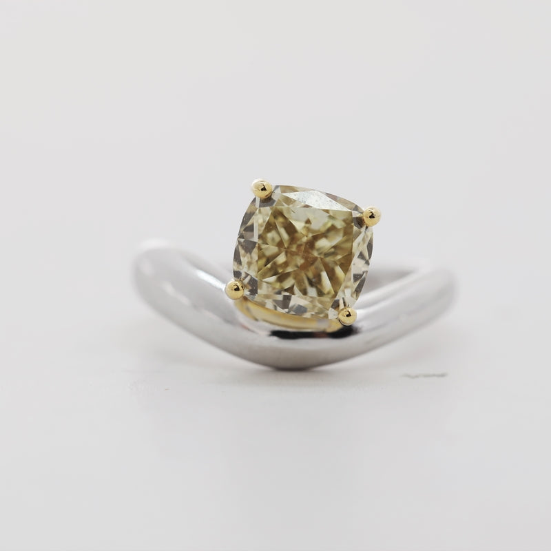 2.02ct Cushion Cut Yellow Lab Diamond Ring