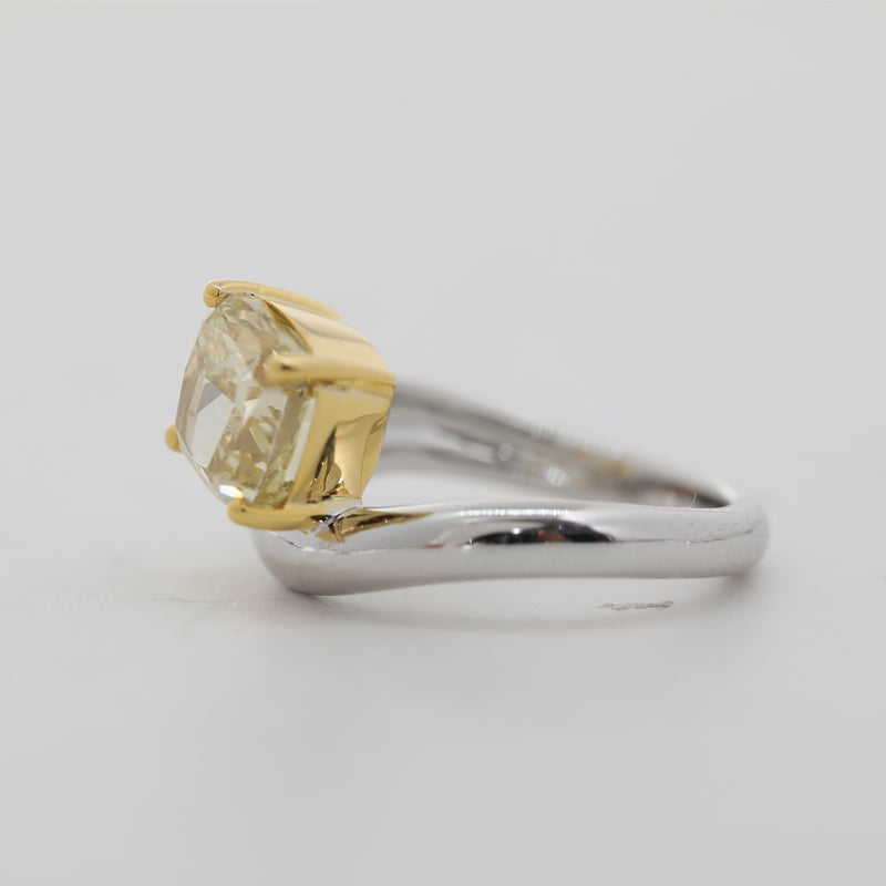 2.02ct Cushion Cut Yellow Lab Diamond Ring