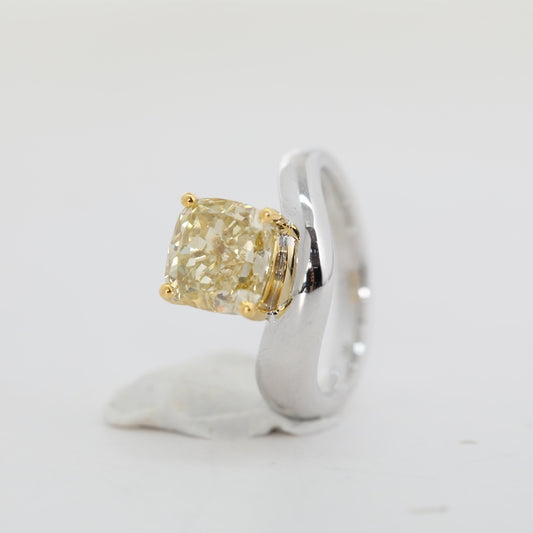 2.02ct Cushion Cut Yellow Lab Diamond Ring