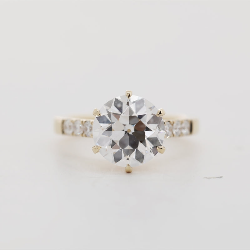 18K Yellow Gold 3.32ct Old European Cut Round Lab Diamond Ring