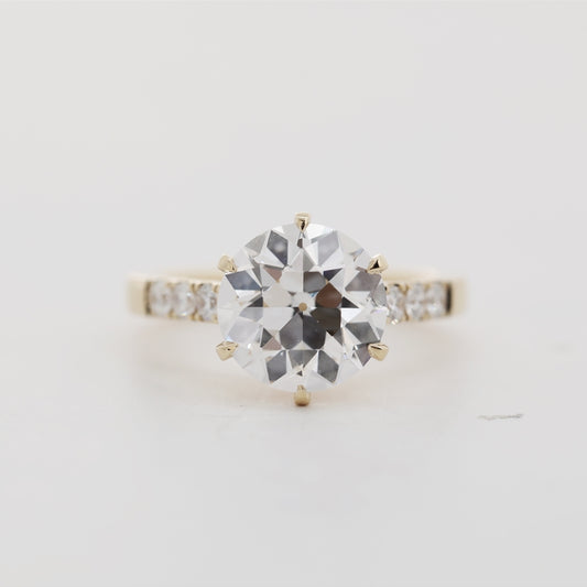 18K Yellow Gold 3.32ct Old European Cut Round Lab Diamond Ring