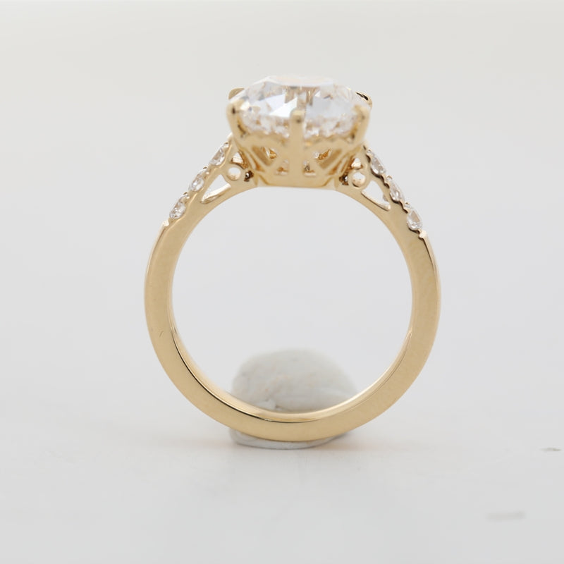 18K Yellow Gold 3.32ct Old European Cut Round Lab Diamond Ring