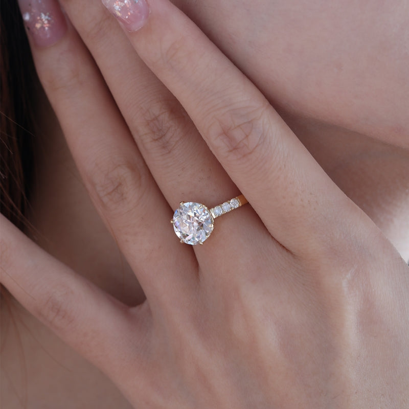 18K Yellow Gold 3.32ct Old European Cut Round Lab Diamond Ring
