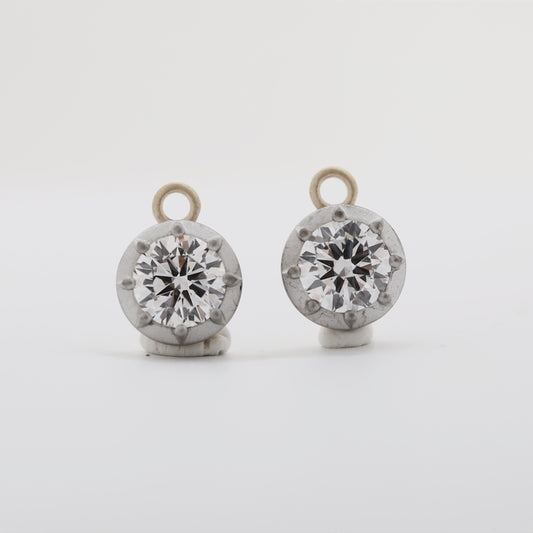 10K Yellow & White 6mm Round Lab Diamond Button Back Earrings