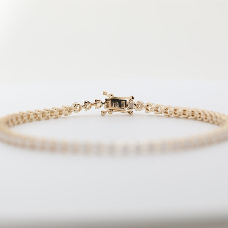 14K Yellow Gold 2.5mm Round Lab Diamond Three-Prong Tennis Bracelet