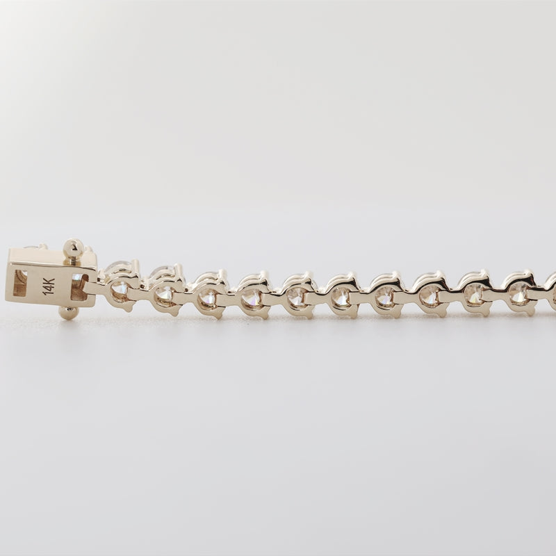 14K Yellow Gold 2.5mm Round Lab Diamond Three-Prong Tennis Bracelet