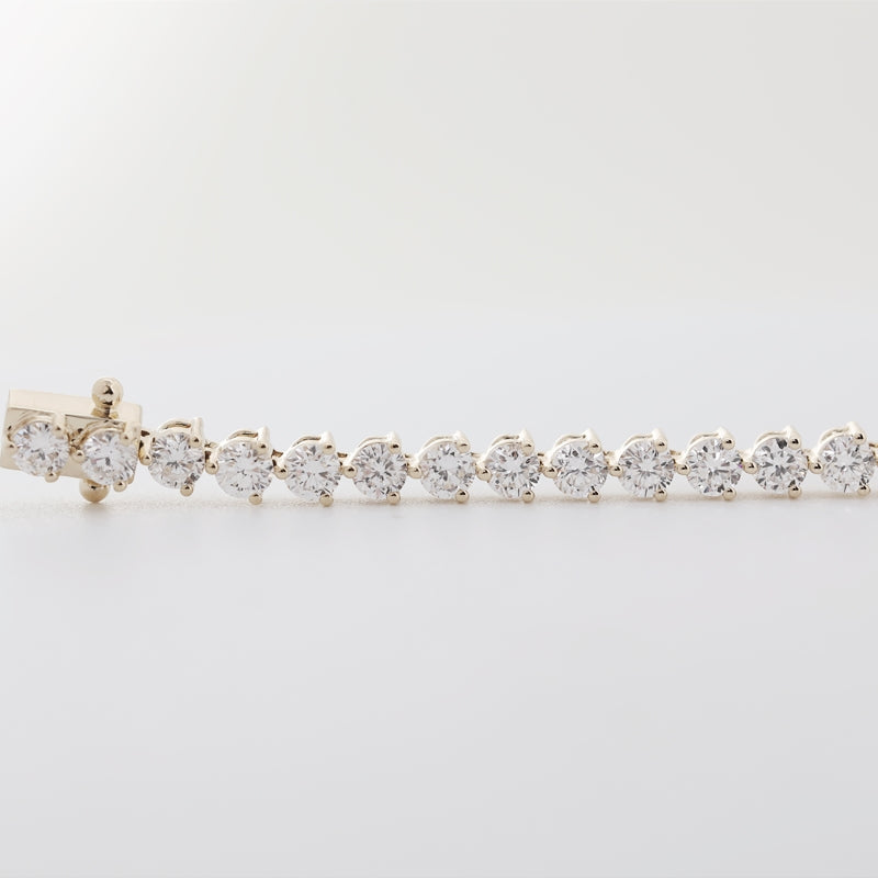 14K Yellow Gold 2.5mm Round Lab Diamond Three-Prong Tennis Bracelet