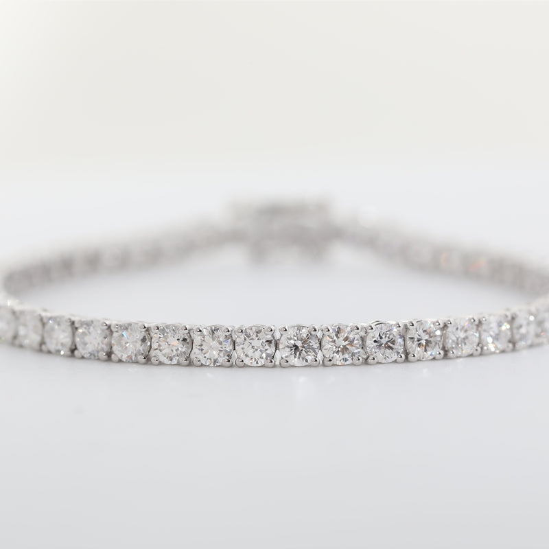 10K White Gold Round Lab Grown Diamond Tennis Bracelet