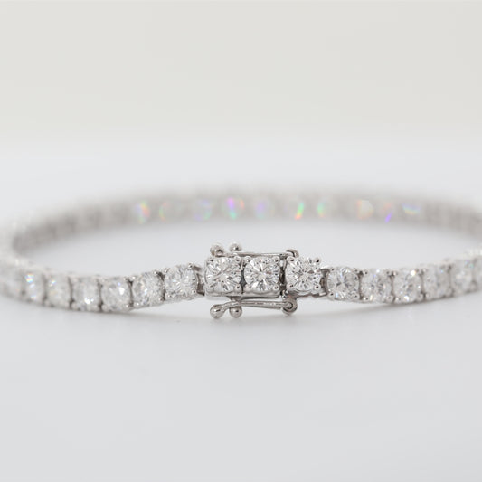 10K White Gold Round Lab Grown Diamond Tennis Bracelet